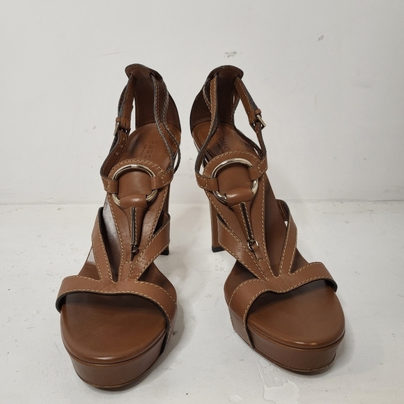 Gucci Hasler Horsebit Accent T-Strap Sandals in Brown Leather Size 39 - Picture 15 of 15